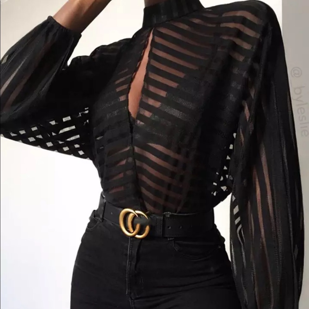 Black mesh top